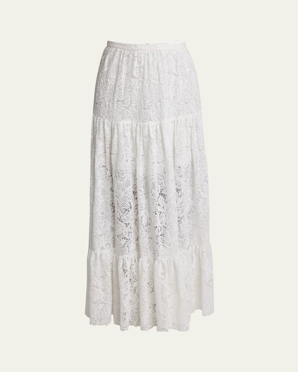 Tiered Floral Lace Skirt
